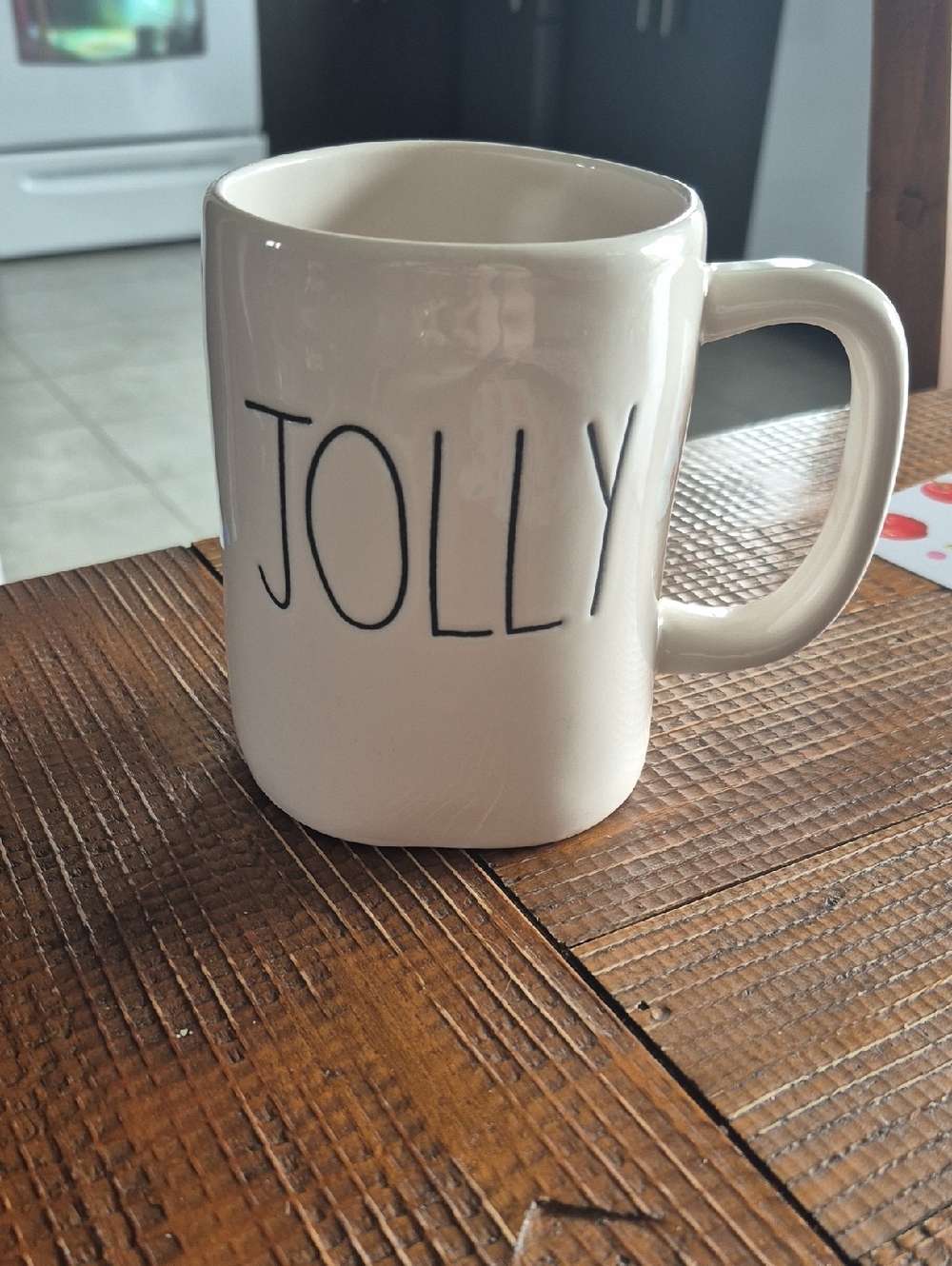 Jolly Rae Dunn Ceramic Coffee Mug - White